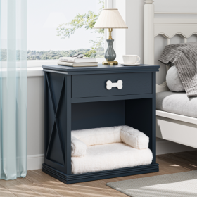 Vintage Small Locker With LED Lights And Pet Bed (Color: Blue)
